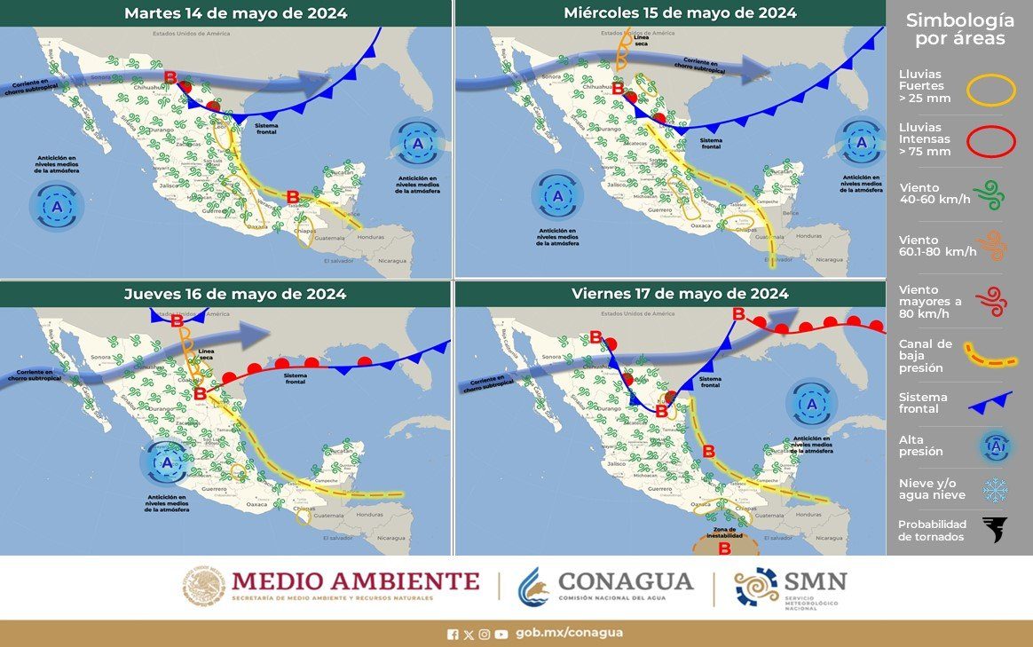 Lluvias fuertes a muy fuertes en el norte de Coahuila